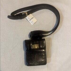 Free People Black Croc-Embossed Belt Bag